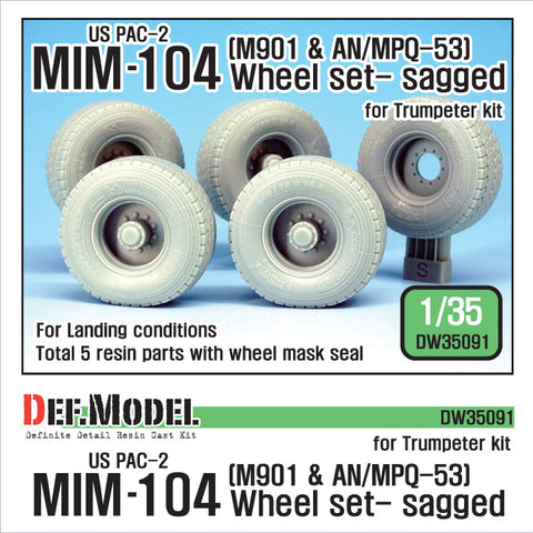 DEFモデル DW35091 1/35 現用 アメリカ MIM-104 パトリオットミサイル ”M901発射機”,”AN/MPQ-53レーダー車” 接地状態 自重変形タイヤセット(トランペッター用)(2種各2個+スペアタイヤ1個入り,マスキングシール付き)