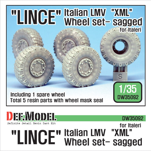 DEFモデル DW35092 1/35 現用 イタリア リンス LMV(軽戦術多目的車両) 自重変形タイヤセット(ミシュランXML)(イタレリ用)(2種各2個+スペアタイヤ1個入り,マスキングシール付き)