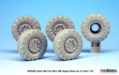 DEFモデル DW35092 1/35 現用 イタリア リンス LMV(軽戦術多目的車両) 自重変形タイヤセット(ミシュランXML)(イタレリ用)(2種各2個+スペアタイヤ1個入り,マスキングシール付き)
