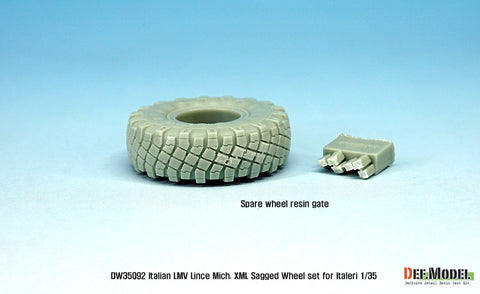 DEFモデル DW35092 1/35 現用 イタリア リンス LMV(軽戦術多目的車両) 自重変形タイヤセット(ミシュランXML)(イタレリ用)(2種各2個+スペアタイヤ1個入り,マスキングシール付き)