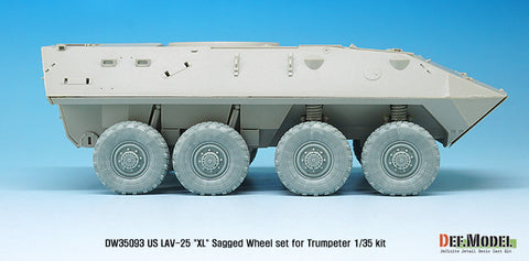 DEFモデル DW35093 1/35 現用 アメリカ海兵隊 LAV-25 歩兵戦闘車 自重変形タイヤセット(ミシュランXL)(トランペッター用)(8種各1個+スペアタイヤ1個入り,マスキングシール付き)