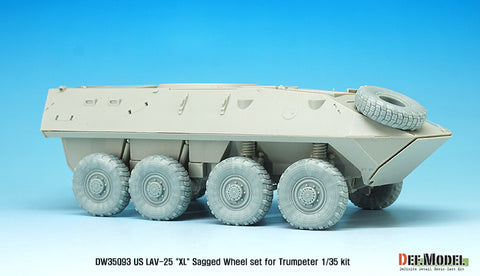 DEFモデル DW35093 1/35 現用 アメリカ海兵隊 LAV-25 歩兵戦闘車 自重変形タイヤセット(ミシュランXL)(トランペッター用)(8種各1個+スペアタイヤ1個入り,マスキングシール付き)