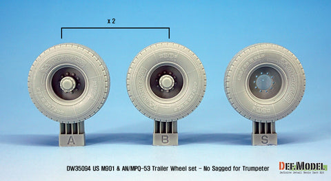 DEFモデル DW35094 1/35 現用 アメリカ MIM-104 パトリオットミサイル ”M901発射機”,”AN/MPQ-53レーダー車” リフトアップ状態 タイヤセット(トランペッター用)(2種各2個+スペアタイヤ1個入り,マスキングシール付き)