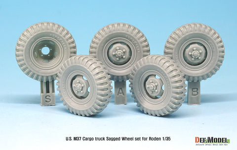 DEFモデル DW35097 1/35 現用 アメリカ ダッジ M37 四輪駆動カーゴトラック 自重変形タイヤセット(ローデン用)(2種各2個+スペアタイヤ1個入り,マスキングシール付き)