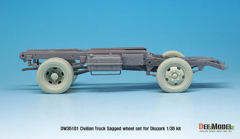 DEFモデル DW35101 1/35 現用 民生ダンプカー 自重変形タイヤセット(ダイオパーク用)(3種各2個+スペアタイヤ1個入り,マスキングシール付き)