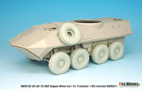 DEFモデル DW35102 1/35 現用 アメリカ LAV-25 歩兵戦闘車 SLEP(運用延長改修車) 自重変形タイヤセット(トランペッター用)(4種各2個+スペアタイヤ1個入り,マスキングシール付き)