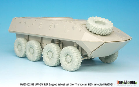 DEFモデル DW35102 1/35 現用 アメリカ LAV-25 歩兵戦闘車 SLEP(運用延長改修車) 自重変形タイヤセット(トランペッター用)(4種各2個+スペアタイヤ1個入り,マスキングシール付き)