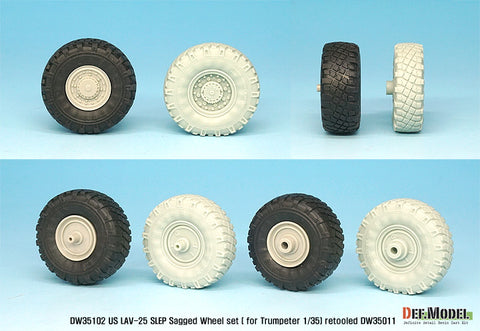 DEFモデル DW35102 1/35 現用 アメリカ LAV-25 歩兵戦闘車 SLEP(運用延長改修車) 自重変形タイヤセット(トランペッター用)(4種各2個+スペアタイヤ1個入り,マスキングシール付き)