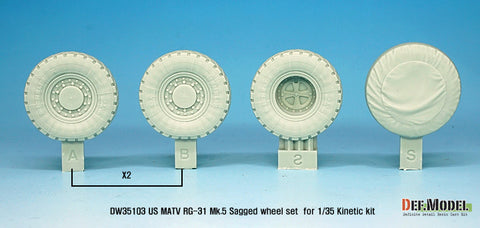 DEFモデル DW35103 1/35 現用 アメリカ RG-31 Mk.5 MRAP 自重変形タイヤセット(キネティック用)(2種各2個+スペアタイヤ2個入り,マスキングシール付き)