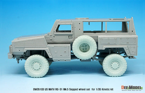 DEFモデル DW35103 1/35 現用 アメリカ RG-31 Mk.5 MRAP 自重変形タイヤセット(キネティック用)(2種各2個+スペアタイヤ2個入り,マスキングシール付き)
