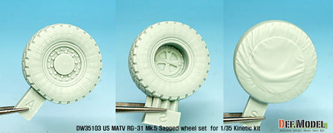 DEFモデル DW35103 1/35 現用 アメリカ RG-31 Mk.5 MRAP 自重変形タイヤセット(キネティック用)(2種各2個+スペアタイヤ2個入り,マスキングシール付き)