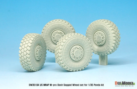 DEFモデル DW35104 1/35 現用 アメリカ マックスプロ ダッシュ MRAP 自重変形タイヤセット(パンダホビー用)(2種各2個入り,マスキングシール付き)