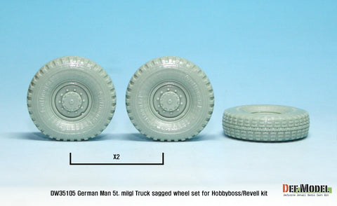 DEFモデル DW35105 1/35 現用 ドイツ MAN 5t. 軍用トラック 自重変形タイヤセット(レベル/ホビーボス用)(2種各2個+スペアタイヤ1個入り,マスキングシール付き)