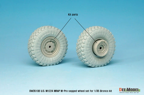 DEFモデル DW35106 1/35 現用 アメリカ M1224 マックスプロ MRAP 自重変形タイヤセット(ブロンコ用)(2種各2個入り,マスキングシール付き)