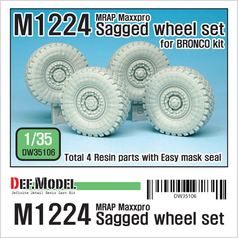 DEFモデル DW35106 1/35 現用 アメリカ M1224 マックスプロ MRAP 自重変形タイヤセット(ブロンコ用)(2種各2個入り,マスキングシール付き)