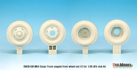 DEFモデル DW35108 1/35 現用 アメリカ M54A2 トラック 自重変形フロントタイヤセット(1)(民生型 ベトナム戦争)(AFVクラブ用)(2個+スペアタイヤ2個入り,マスキングシール付き)