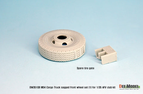 DEFモデル DW35108 1/35 現用 アメリカ M54A2 トラック 自重変形フロントタイヤセット(1)(民生型 ベトナム戦争)(AFVクラブ用)(2個+スペアタイヤ2個入り,マスキングシール付き)