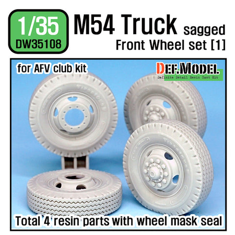 DEFモデル DW35108 1/35 現用 アメリカ M54A2 トラック 自重変形フロントタイヤセット(1)(民生型 ベトナム戦争)(AFVクラブ用)(2個+スペアタイヤ2個入り,マスキングシール付き)