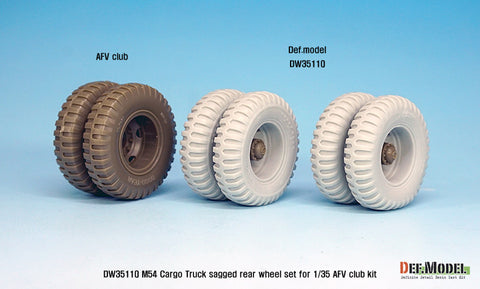 DEFモデル DW35110 1/35 現用 アメリカ M54A2 トラック 自重変形リアタイヤセット(重積載状態)(軍用型 ベトナム戦争)(AFVクラブ用)(2種各4個入り,マスキングシール付き)