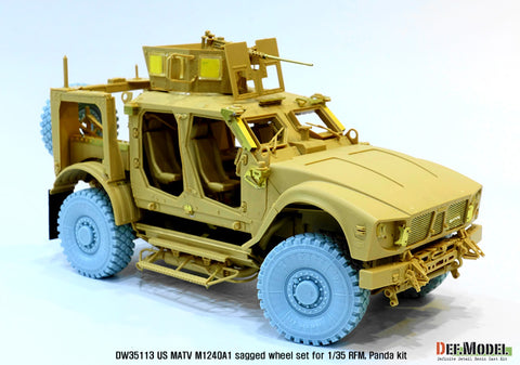 DEFモデル DW35113 1/35 現用 アメリカ M1240A1 MRAP M-ATV 自重変形タイヤセット(16.00xR20)(RFM/パンダホビー用)(2種各2個+スペアタイヤ1個入り,マスキングシール付き)