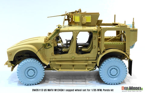 DEFモデル DW35113 1/35 現用 アメリカ M1240A1 MRAP M-ATV 自重変形タイヤセット(16.00xR20)(RFM/パンダホビー用)(2種各2個+スペアタイヤ1個入り,マスキングシール付き)