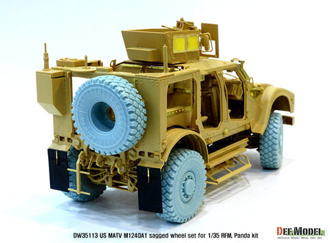 DEFモデル DW35113 1/35 現用 アメリカ M1240A1 MRAP M-ATV 自重変形タイヤセット(16.00xR20)(RFM/パンダホビー用)(2種各2個+スペアタイヤ1個入り,マスキングシール付き)