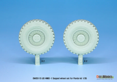 DEFモデル DW35115 1/35 現用 アメリカ HMEE-1 高機動工兵掘削車 自重変形タイヤセット(パンダホビー用)(2種各2個入り,マスキングシール付き)