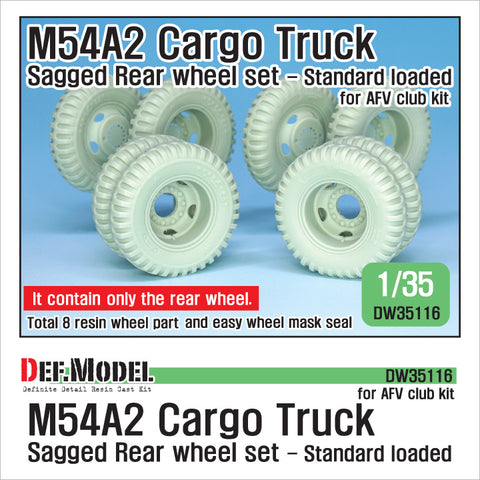 DEFモデル DW35116 1/35 現用 アメリカ M54A2 トラック 自重変形リアタイヤセット(標準積載状態)(軍用型 ベトナム戦争)(AFVクラブ用)(2種各4個入り,マスキングシール付き)