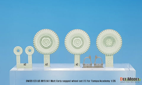 DEFモデル DW35123 1/35 現用 アメリカ M151A1 マット 小型多用途トラック 自重変形タイヤセット”初期型”(1)(軍用タイヤ)(タミヤ/アカデミー用)(4個+スペアタイヤ1個入り,マスキングシール付き,レジンパーツ付き)