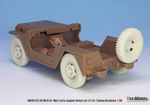 DEFモデル DW35123 1/35 現用 アメリカ M151A1 マット 小型多用途トラック 自重変形タイヤセット”初期型”(1)(軍用タイヤ)(タミヤ/アカデミー用)(4個+スペアタイヤ1個入り,マスキングシール付き,レジンパーツ付き)