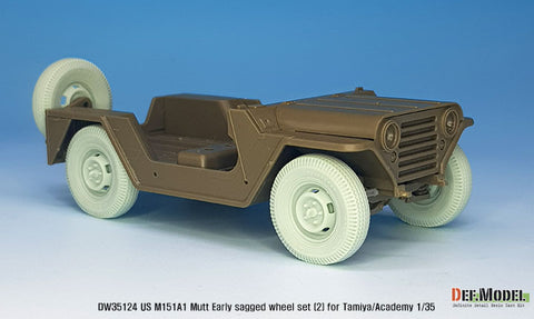 DEFモデル DW35124 1/35 現用 アメリカ M151A1 マット 小型多用途トラック 自重変形タイヤセット”初期型”(2)(民生タイヤ)(タミヤ/アカデミー用)(4個+スペアタイヤ1個入り,マスキングシール付き,レジンパーツ付き)