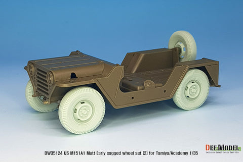 DEFモデル DW35124 1/35 現用 アメリカ M151A1 マット 小型多用途トラック 自重変形タイヤセット”初期型”(2)(民生タイヤ)(タミヤ/アカデミー用)(4個+スペアタイヤ1個入り,マスキングシール付き,レジンパーツ付き)