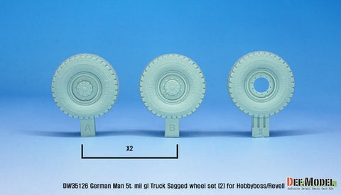 DEFモデル DW35126 1/35 現用 ドイツ MAN 5t. 軍用トラック 自重変形タイヤセット(コンチネンタルHCS(悪路用))(レベル/ホビーボス用)(2種各2個+スペアタイヤ1個入り,マスキングシール付き)