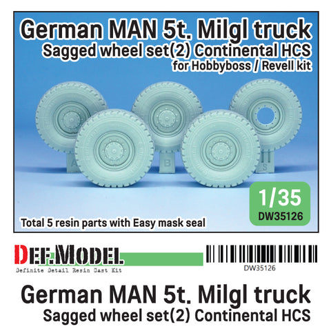 DEFモデル DW35126 1/35 現用 ドイツ MAN 5t. 軍用トラック 自重変形タイヤセット(コンチネンタルHCS(悪路用))(レベル/ホビーボス用)(2種各2個+スペアタイヤ1個入り,マスキングシール付き)