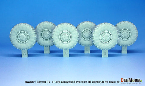 DEFモデル DW35128 1/35 現用 ドイツ TPz-1 フクス A6 ABC(NBC偵察車両) 自重変形タイヤセット(1)(ミシュランXL)(レベル用)(6種各1個入り,マスキングシール付き)