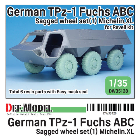 DEFモデル DW35128 1/35 現用 ドイツ TPz-1 フクス A6 ABC(NBC偵察車両) 自重変形タイヤセット(1)(ミシュランXL)(レベル用)(6種各1個入り,マスキングシール付き)