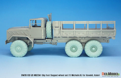 DEFモデル DW35130 1/35 現用 アメリカ M923A1 ビッグフット 大型軍用トラック 自重変形タイヤセット(ミシュランXL)(アイラブキット/イタレリ用)(6種各1個+スペアタイヤ1個入り,マスキングシール付き)