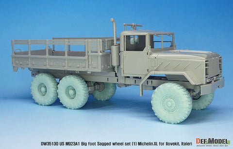 DEFモデル DW35130 1/35 現用 アメリカ M923A1 ビッグフット 大型軍用トラック 自重変形タイヤセット(ミシュランXL)(アイラブキット/イタレリ用)(6種各1個+スペアタイヤ1個入り,マスキングシール付き)