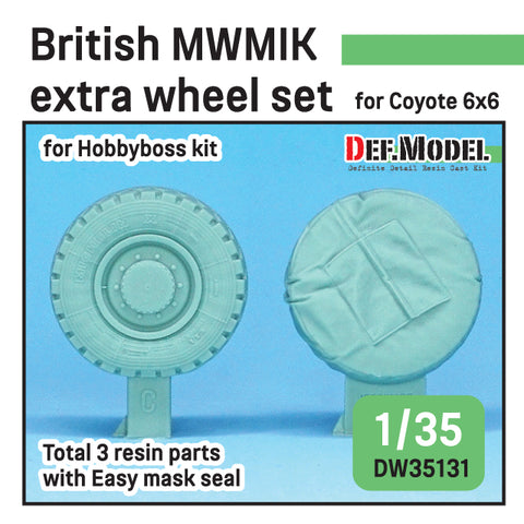 DEFモデル DW35131 1/35 現用 イギリス MWMIK(高機動戦闘車両) 追加タイヤセット(ホビーボス 6x6 コヨーテ用)(自重変形タイヤ1種2個+スペタタイヤ1個入り,マスキングシール付き)