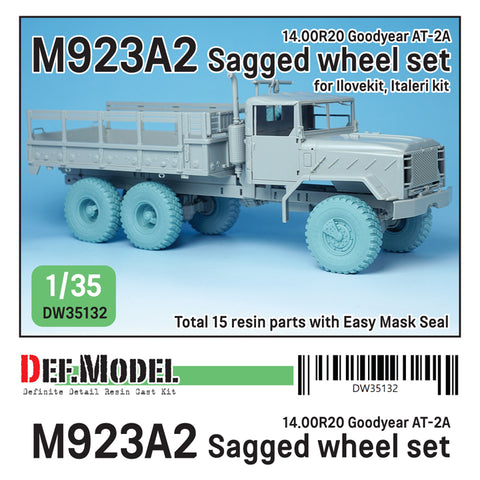 DEFモデル DW35132 1/35 現用 アメリカ M923A2 ビッグフット 大型軍用トラック 自重変形タイヤセット(グッドイヤーAT-2A)(アイラブキット/イタレリ用)(3種各2個+スペアタイヤ1個入り,マスキングシール付き)