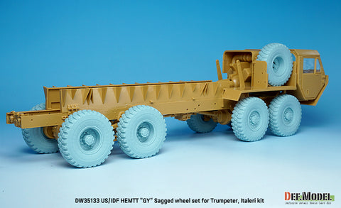 DEFモデル DW35133 1/35 現用 アメリカ/イスラエル M977 HEMTT(重高機動戦術トラック) 自重変形タイヤセット(グッドイヤーAT-2A)(トランペッター/イタレリ用)(4種各2個+スペアタイヤ1個入り,マスキングシール付き)