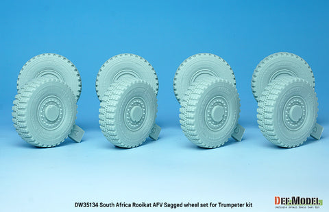 DEFモデル DW35134 1/35 現用 南アフリカ ロイカット 8輪装甲車 自重変形タイヤセット(トランペッター用)(4種各2個入り,マスキングシール付き)