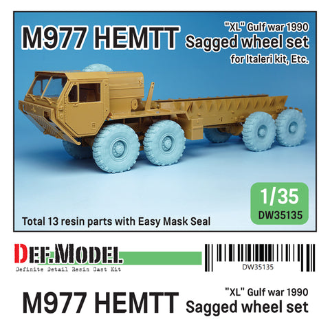 DEFモデル DW35135 1/35 現用 アメリカ M977 HEMTT(重高機動戦術トラック) 自重変形タイヤセット(ミシュランXL)湾岸戦争1990年(イタレリ等用)(4種各2個+スペアタイヤ1個入り,マスキングシール付き)