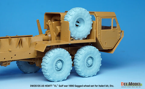 DEFモデル DW35135 1/35 現用 アメリカ M977 HEMTT(重高機動戦術トラック) 自重変形タイヤセット(ミシュランXL)湾岸戦争1990年(イタレリ等用)(4種各2個+スペアタイヤ1個入り,マスキングシール付き)