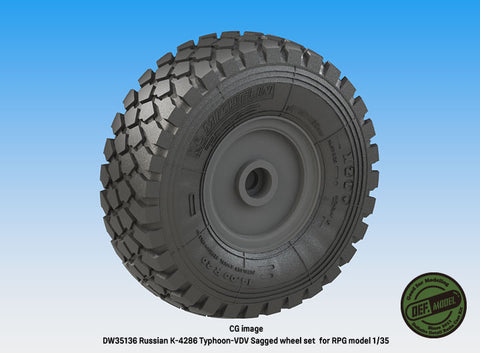 DEFモデル DW35136 1/35 現用 ロシア K-4386 タイフーン VDV(空挺隊)装輪装甲車 自重変形タイヤセット(RPGモデル用)(2種各2個入り,マスキングシール付き)