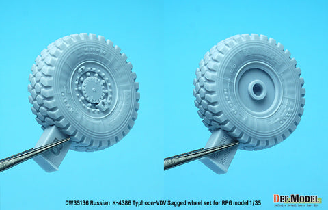 DEFモデル DW35136 1/35 現用 ロシア K-4386 タイフーン VDV(空挺隊)装輪装甲車 自重変形タイヤセット(RPGモデル用)(2種各2個入り,マスキングシール付き)