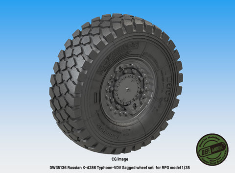 DEFモデル DW35136 1/35 現用 ロシア K-4386 タイフーン VDV(空挺隊)装輪装甲車 自重変形タイヤセット(RPGモデル用)(2種各2個入り,マスキングシール付き)