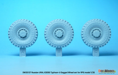 DEFモデル DW35137 1/35 現用 ロシア ウラル 63095 タイフーン-U MRAP 自重変形タイヤセット(RPGモデル用)(3種各2個入り,マスキングシール付き)