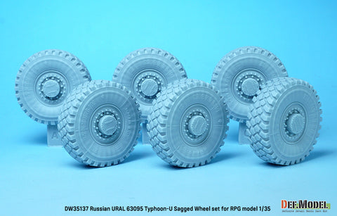 DEFモデル DW35137 1/35 現用 ロシア ウラル 63095 タイフーン-U MRAP 自重変形タイヤセット(RPGモデル用)(3種各2個入り,マスキングシール付き)