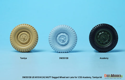 DEFモデル DW35138 1/35 現用 アメリカ M151A1/A2 マット 小型多用途トラック 自重変形タイヤセット”後期型”(タミヤ/アカデミー用)(4個+スペアタイヤ1個入り,マスキングシール付き,レジンパーツ付き)